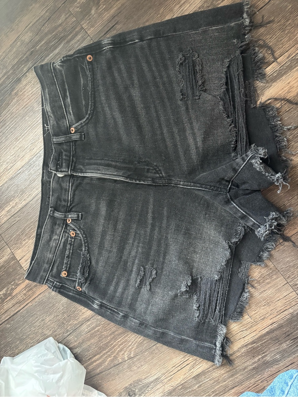 American Eagle Outfitters Black Distressed Denim Jean Shorts